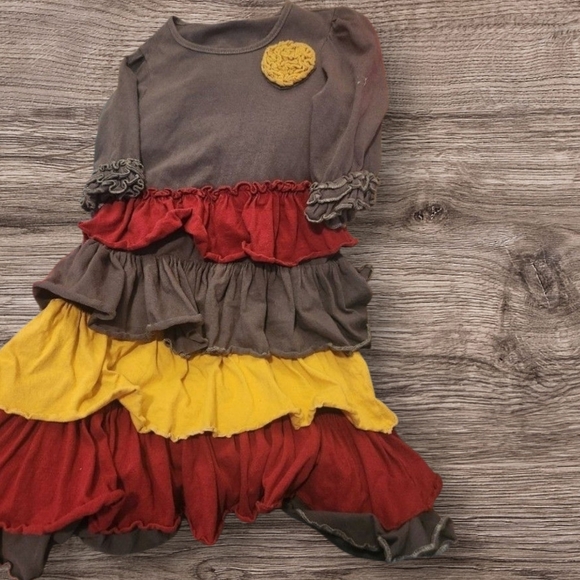 Sado GIRLS SIZE 9/10 little girls boutique TIERED FALL colors DRESS Adorable - Picture 8 of 10